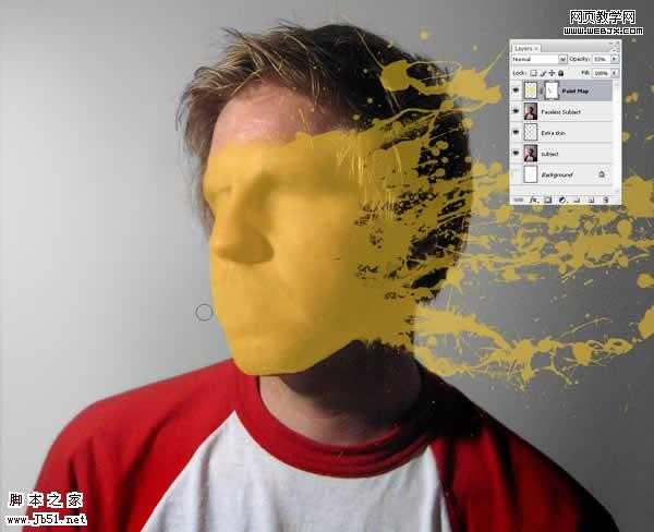 Photoshop 一张布满油漆的脸
