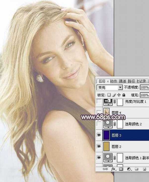 Photoshop制作甜美的淡黄色美女图片