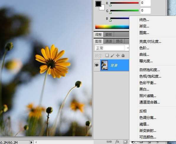 photoshop利用纯色图层快速打造中性蓝黄色花朵图片