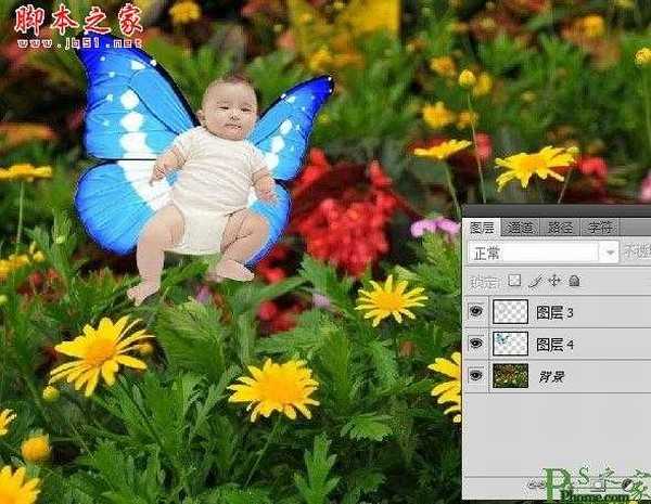 photoshop为宝宝写真照增加动态蝴蝶翅膀特效