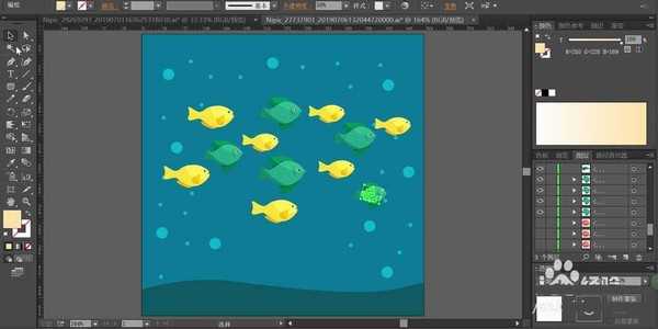 ai怎么手绘热带鱼群插画? ai适量插画的绘制方法