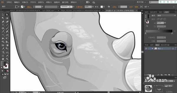 ai怎么手绘犀牛头像? ai犀牛黑白头像的设计方法