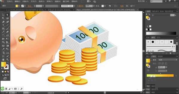 AI怎么设计存钱罐矢量图 AI绘制可爱小猪存钱罐图标教程