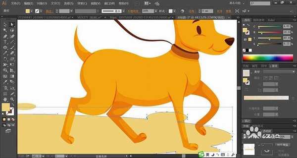 ai怎么设计牵狗散步的插画? ai遛狗矢量图的画法