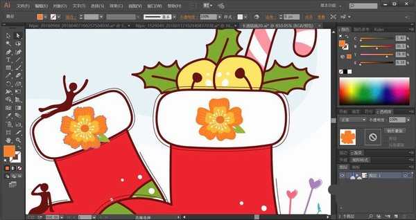 ai怎么设计创意的圣诞袜主题插画? ai圣诞袜海报的画法