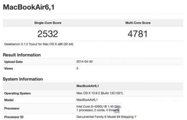 2014macbook air跑分多少？新款macbook air跑分结果曝光